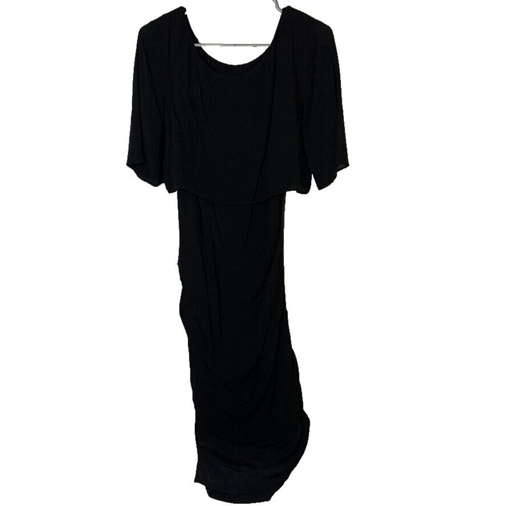 NWT Max Azria Black Maxi Dress Large Minimalist Evening glam capsule wardrobe